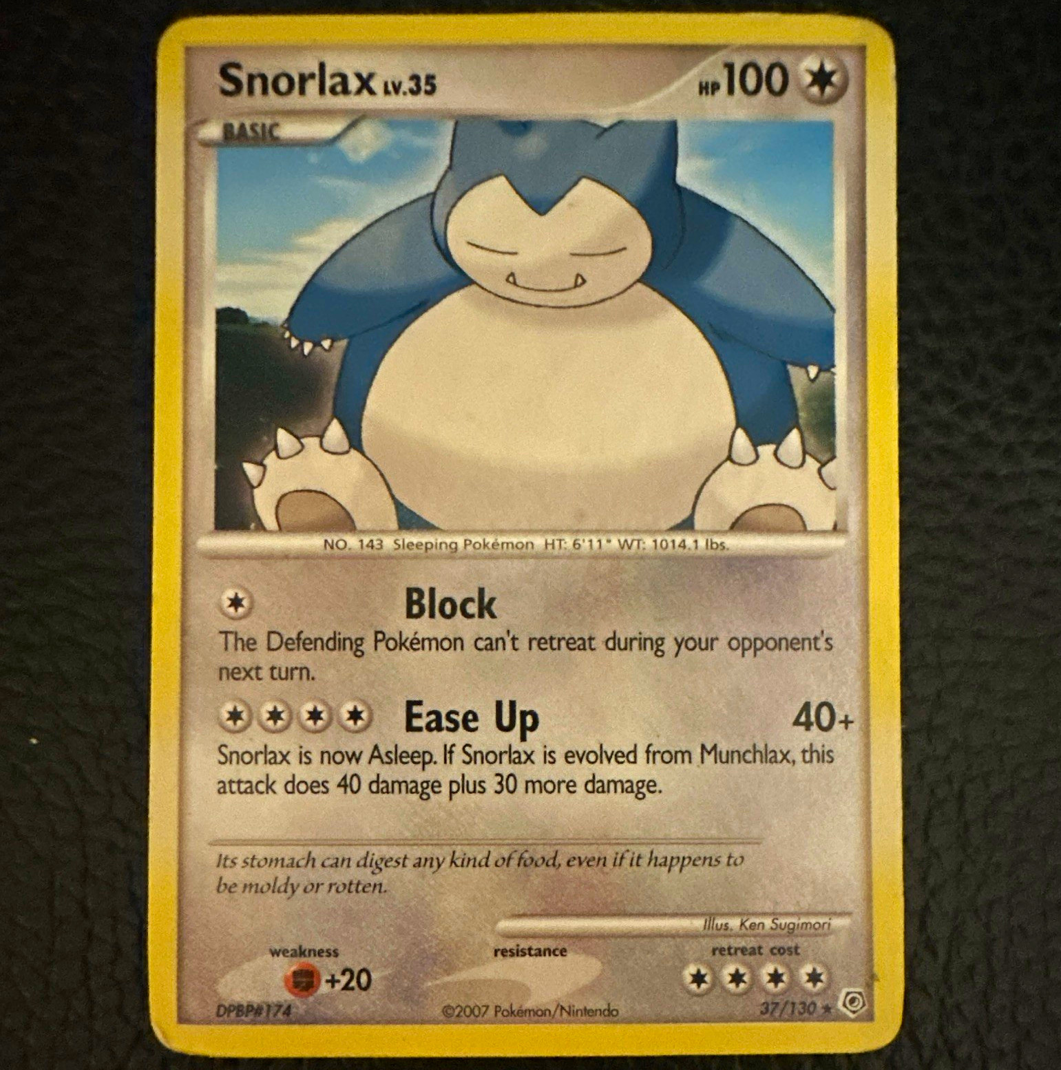 Pokémon TCG Snorlax 37/130 Diamond & Pearl Regular Rare Basic 100HP Damaged