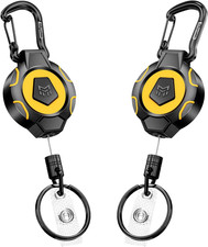 2-Pack Upgraded Retractable Keychain, 10 OZ Retraction, 31.5" Stainless Steel Co