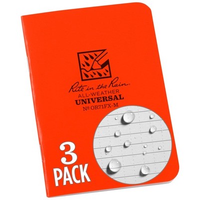Rite in the Rain All Weather Notebook 3 Pack Orange Pocket Size 24 Pages