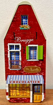 #ad Chocolatier Vintage Tin Brick House Empty Box $8.99