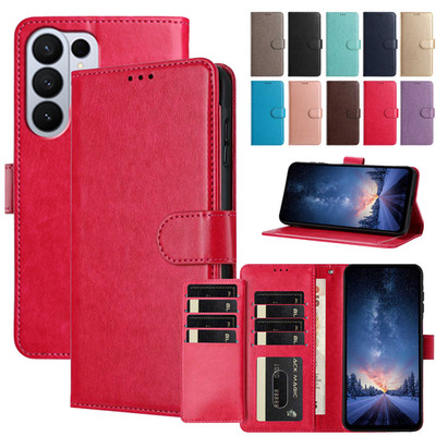 For Samsung Galaxy S26 Ultra Wallet Case S26 Plus Phone Cover + Tempered Glass