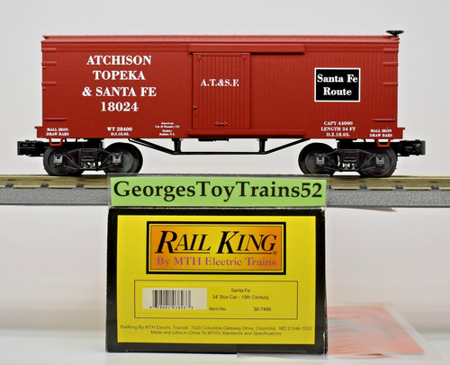 MTH RAILKING #18024 ATSF RUTA SANTA FE SIGLO XIX 34' VAGÓN DE CAJA 30-7495 NUEVO EN CAJA | Condition: New