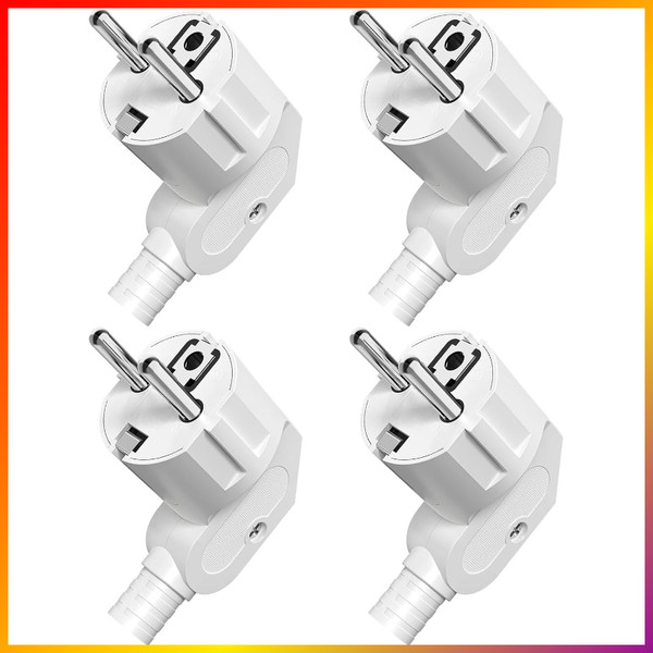 Schuko Stecker 4 StüCk Winkelstecker 230V 16A Mit Knickschutz FüR 8-10Mm Kabel-image