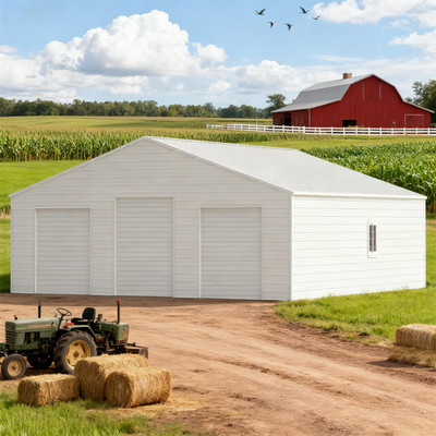 39'x39'x15' Metal Barn Heavy Duty Steel Building w/ 3 Rolling