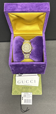 Gucci 38mm G-Timeless GG Supreme Bee Quartz Watch Stainless Steel