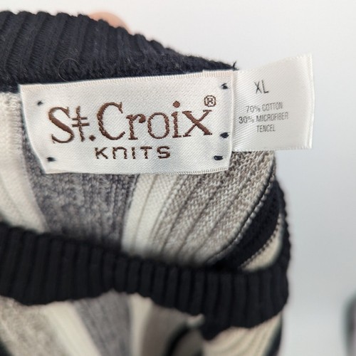 Vintage St. Croix Knits Striped Grandpa 90s Abstract Textured Sweater Men's XL - Picture 3 of 3