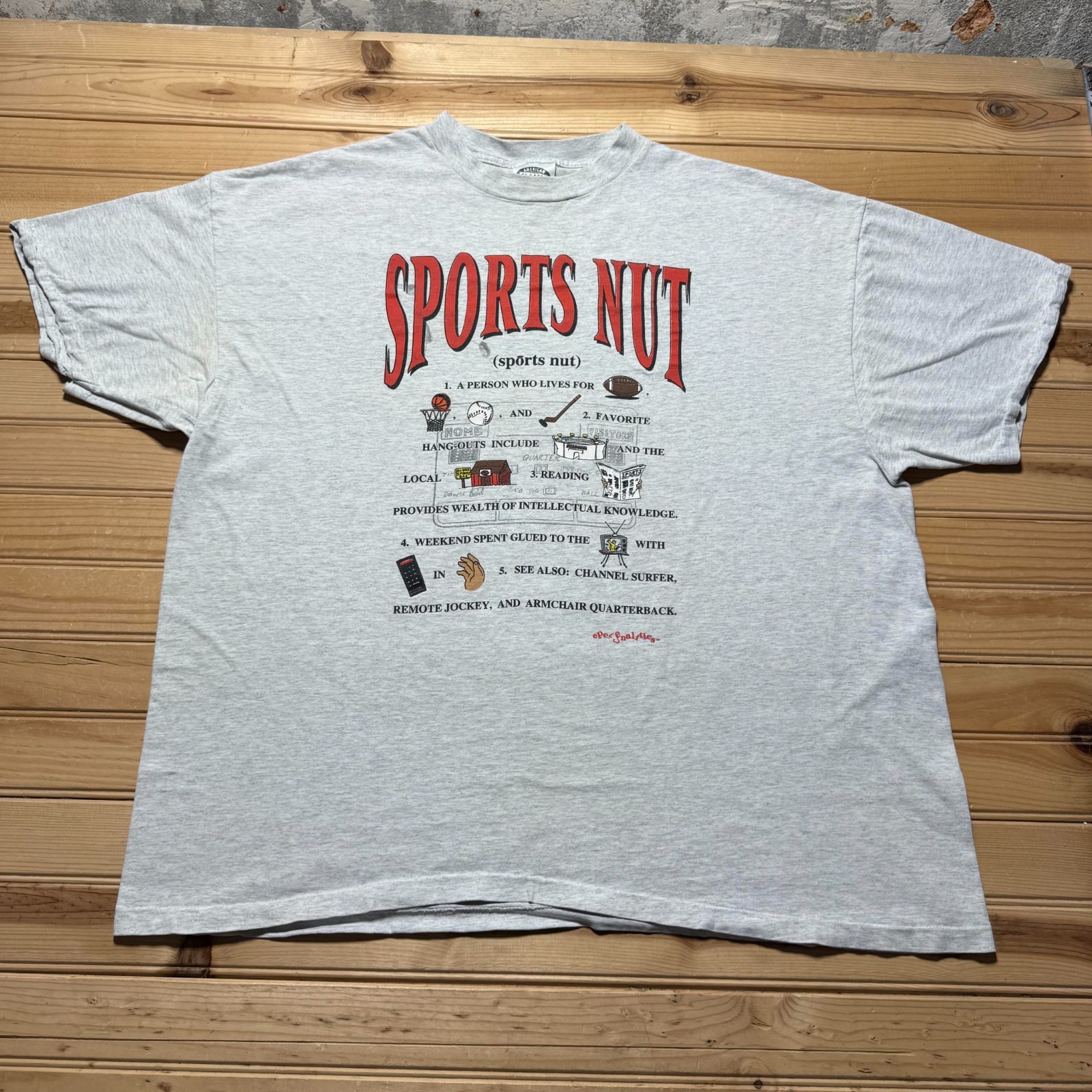 Vintage 90s Personalities Sports Nut Definition Funny Humor Graphic T-Shirt XXL
