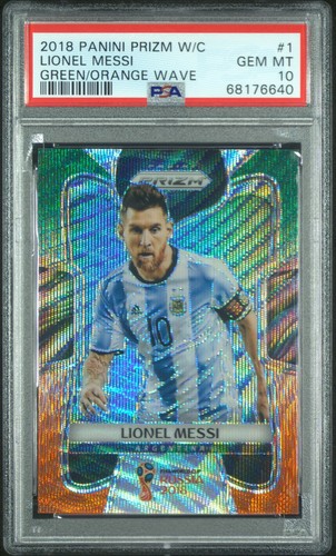 Lionel Messi [Green & Orange Wave] #1 2018 Panini Prizm World Cup card
