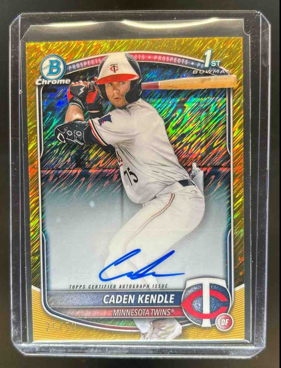 2025 Bowman Caden Kendle Chrome Auto 1st Gold Shimmer Refractor #25/50