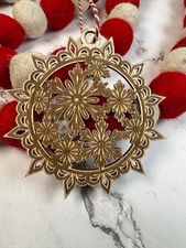 Wooden Snowflake Ornament 4   Layered Christmas Tree Decoration  Holiday Gift