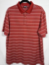Nike Golf Polo Shirt Men's XL Red Striped Short Sleeve Dri-Fit