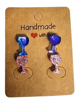 Blueberry Fizz Toast Acrylic Stud Earrings - 2 Pair