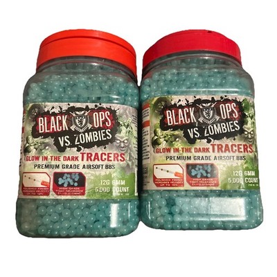 (2) Sealed AIRSOFT BBS BLACK OPS VS ZOMBIES TRACERS GLOW IN THE DARK 5000 each 