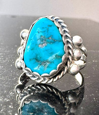 Vintage Sterling Silver Turquoise Ring Southwestern Style Size 8