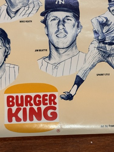1978 New York Yankees World Champion Poster Burger King promo 17" x 22" - Picture 2 of 4