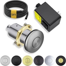 All Metal Garbage Disposal Air Switch Kit, Listed Brushed Nickel Long Push B...