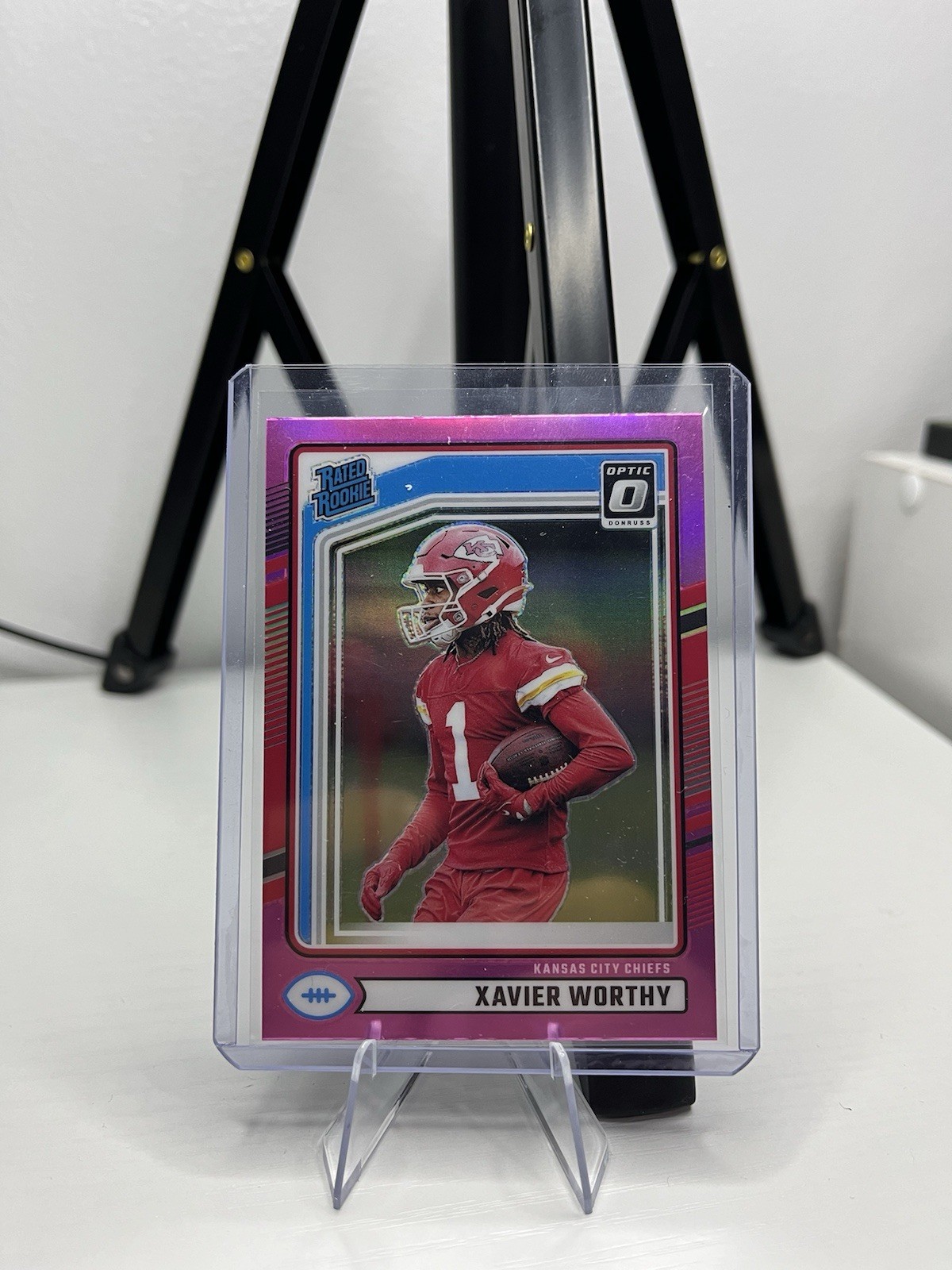 2024 Panini Donruss Xavier Worthy Rated Rookie Pink Prizm Optic Preview RC #398