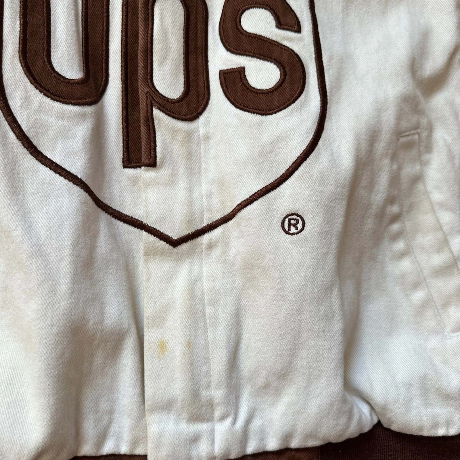 Vintage Chase Authentics ups nascar Racing Jacket Off White Brown image 4
