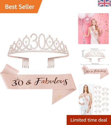 Elegantes Rosegold 30. Geburtstag Schärpe & Diadem Set - Glamourös Krone Stirnband &...