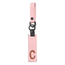 Initial Letter Keychain, PU Leather Alphabet Keychain Pink Letter-C