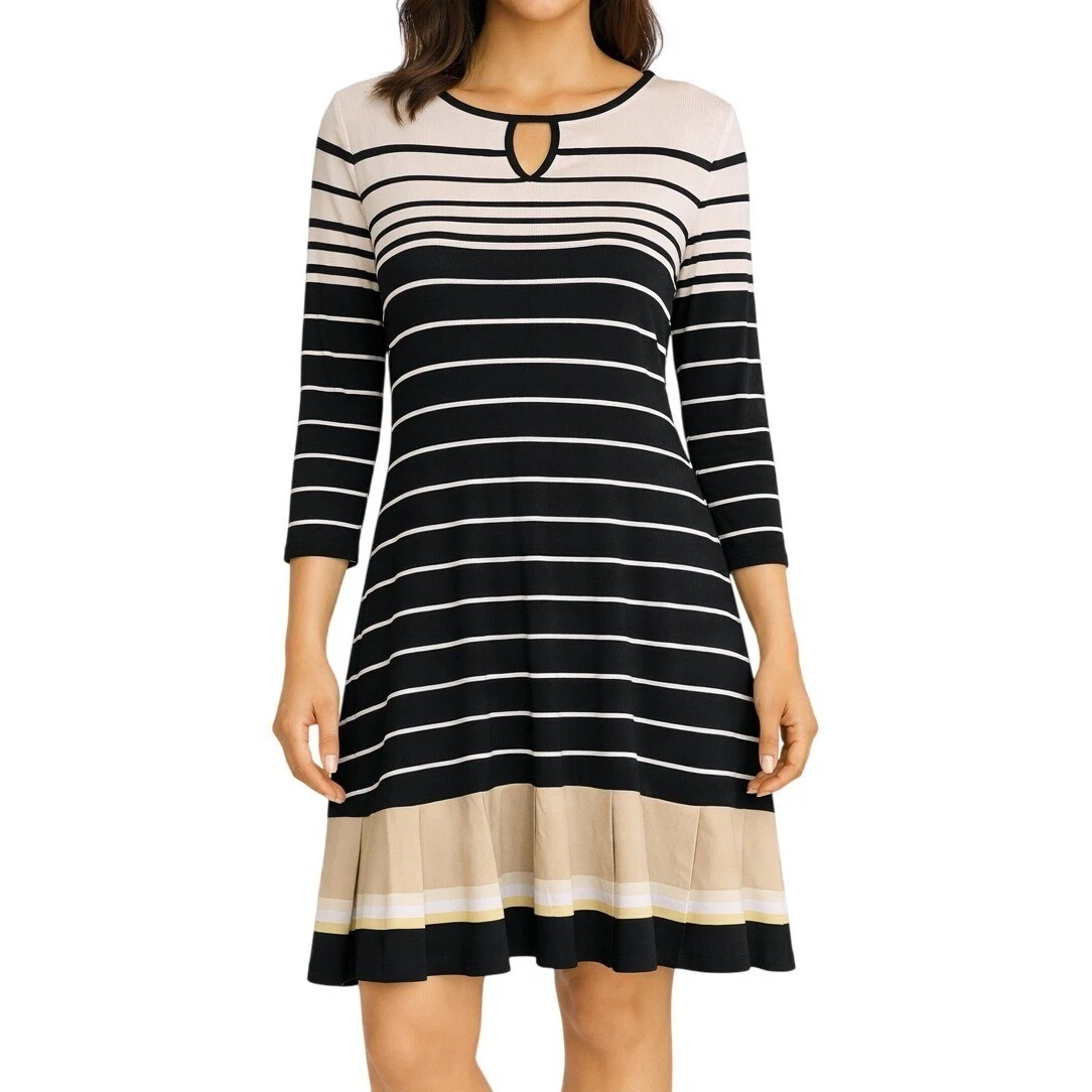 white house black market striped dress Black and White Geometric Sheath Dress main image 1