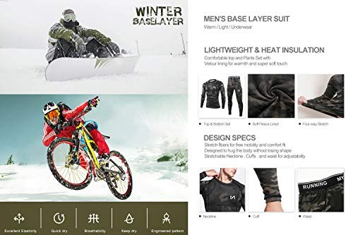 Thermal Underwear for Men, Winter Gear Long Johns Base Layer Top and Large Camo