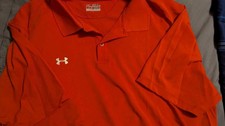 Men's Red Under Armour Heat Gear Short Sleeve Polo Shirt Loose Fit 2XL