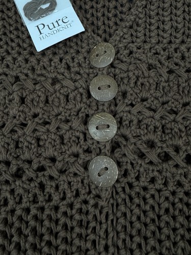 Pure Handknit Brown Boho Knit Crochet Vest Festival Size M/L Designer New - Picture 4 of 6