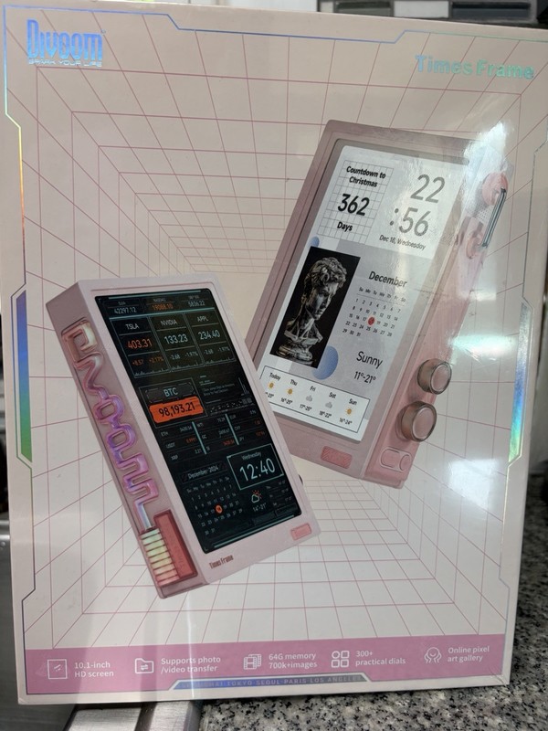 Divoom Times Frame 10.1in HD Digital Photo Frame Pink 64G App Clock Calendar