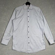 Eton Contemporary Cambridge Dress Shirt Men  s Medium 39/15.5 White Microcheck
