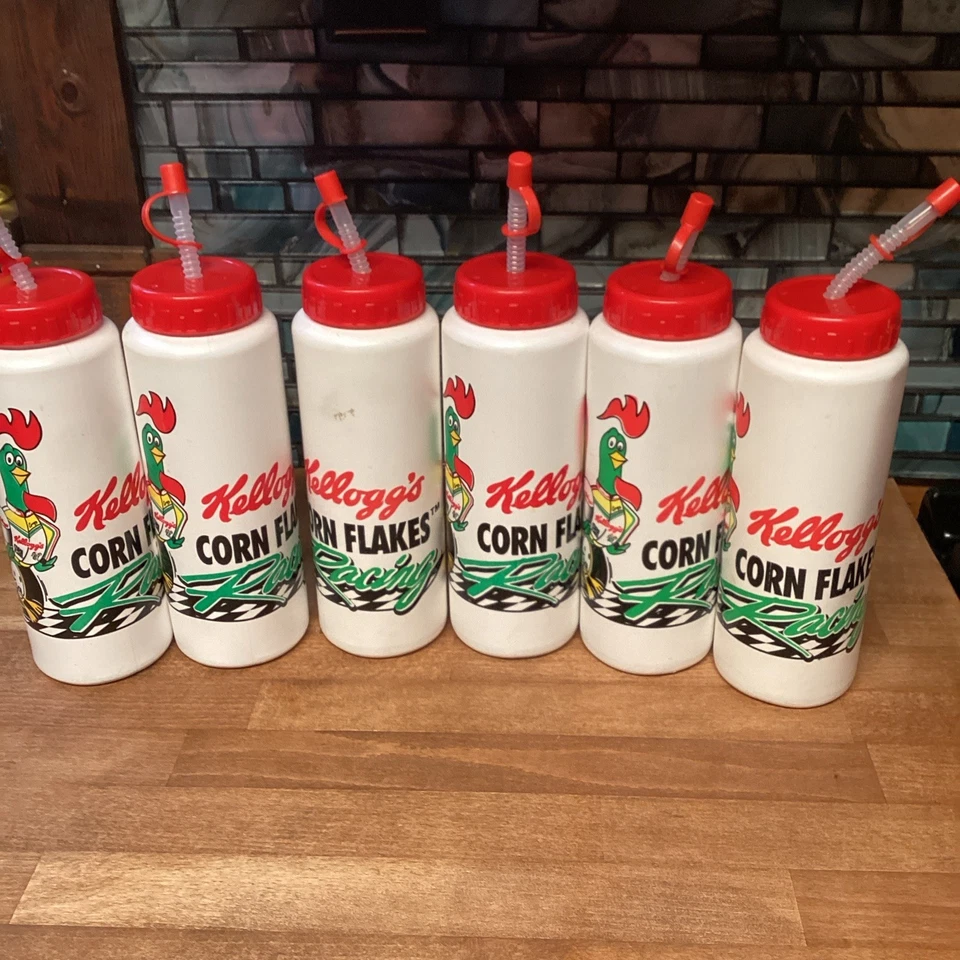 Lote de 6 — Botella de agua vintage 1994 Kelloggs Corn Flakes Racing Nascar EE. UU. Foto 2 de 4