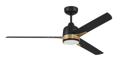 Craftmade FUL52FBSB3 Fuller LED Ceiling Fan -Flat Black/Satin Brass