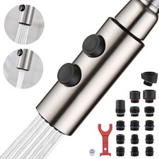 Metal Kitchen Faucet Head Replacement, Pull Down Spray Head with 15 Adapters, 2