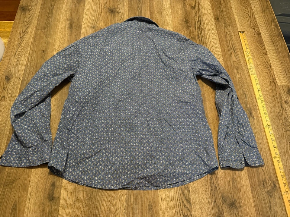 Blusa Croft & Barrow para mujer talla XL azul blanco cachemir manga larga abotonada Foto 2 de 4