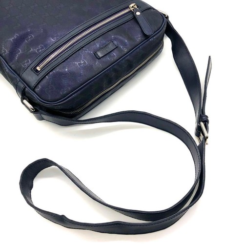 Gucci Shoulder Bag Canvas Leather Navy Silver Hardware GG Pattern Authentic - Picture 17 of 24