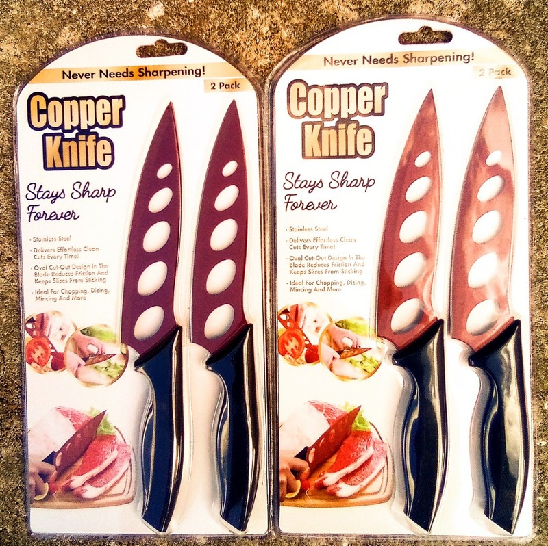 (2) 2 PacksCopper Knife Never Needs Sharpening Stainless Steel 5.5" Blade 9.75"
