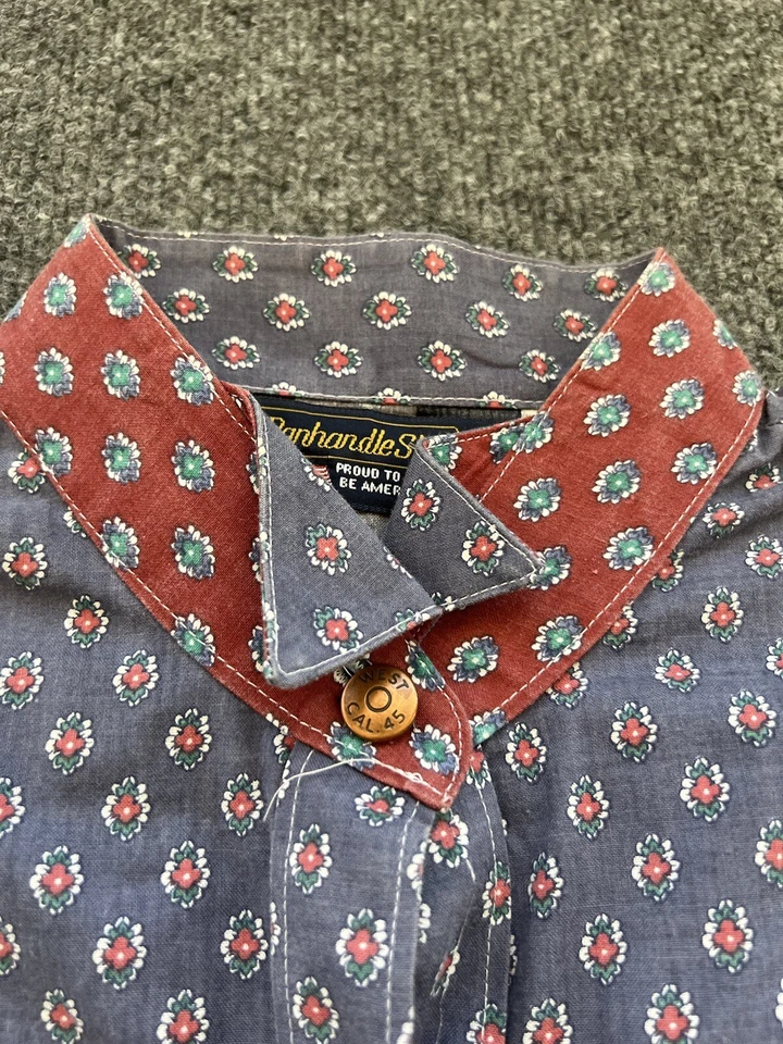 Camisa occidental Panhandle delgada de colección para mujer bloques de colores flor geométrica AOP mediana Foto 2 de 4