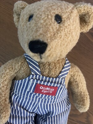 OshKosh ぬいぐるみ ストライプオーバーオール Vintage Eden Osh Kosh B'gosh Teddy Bear in Striped Overalls 11
