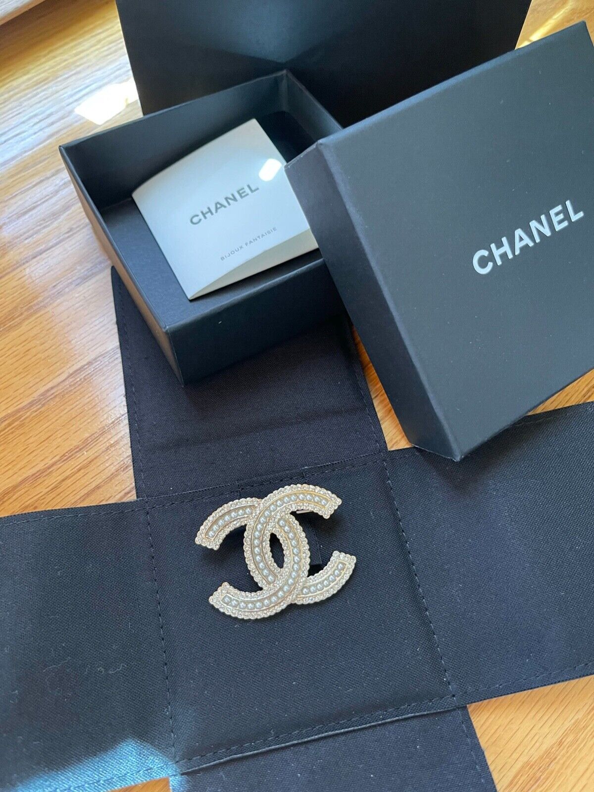 Chanel Pink White Striped Cc Enamel Brooch Auction