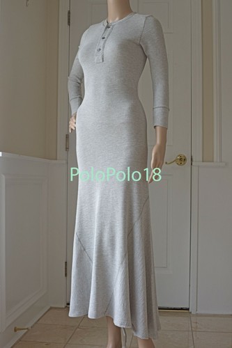 Thermal Waffle Henley Long Dress | eBay
