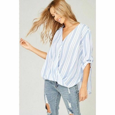 high low button down blouse