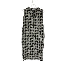 Zara Shift Dress Womens Small Black White Houndstooth Knee Length Sleeveless