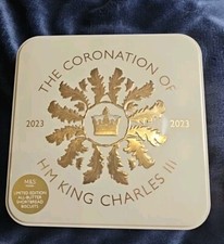 Marks &Spencer coronation HM king Charles III Empty biscuit tin 2023 Collectable