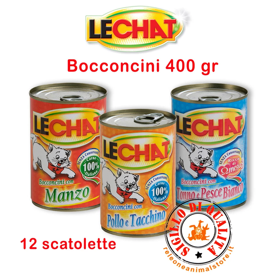 MONGE LECHAT Classico Bocconcini Gatto in Formato Convenienza 400 gr 12 pezzi Gatti