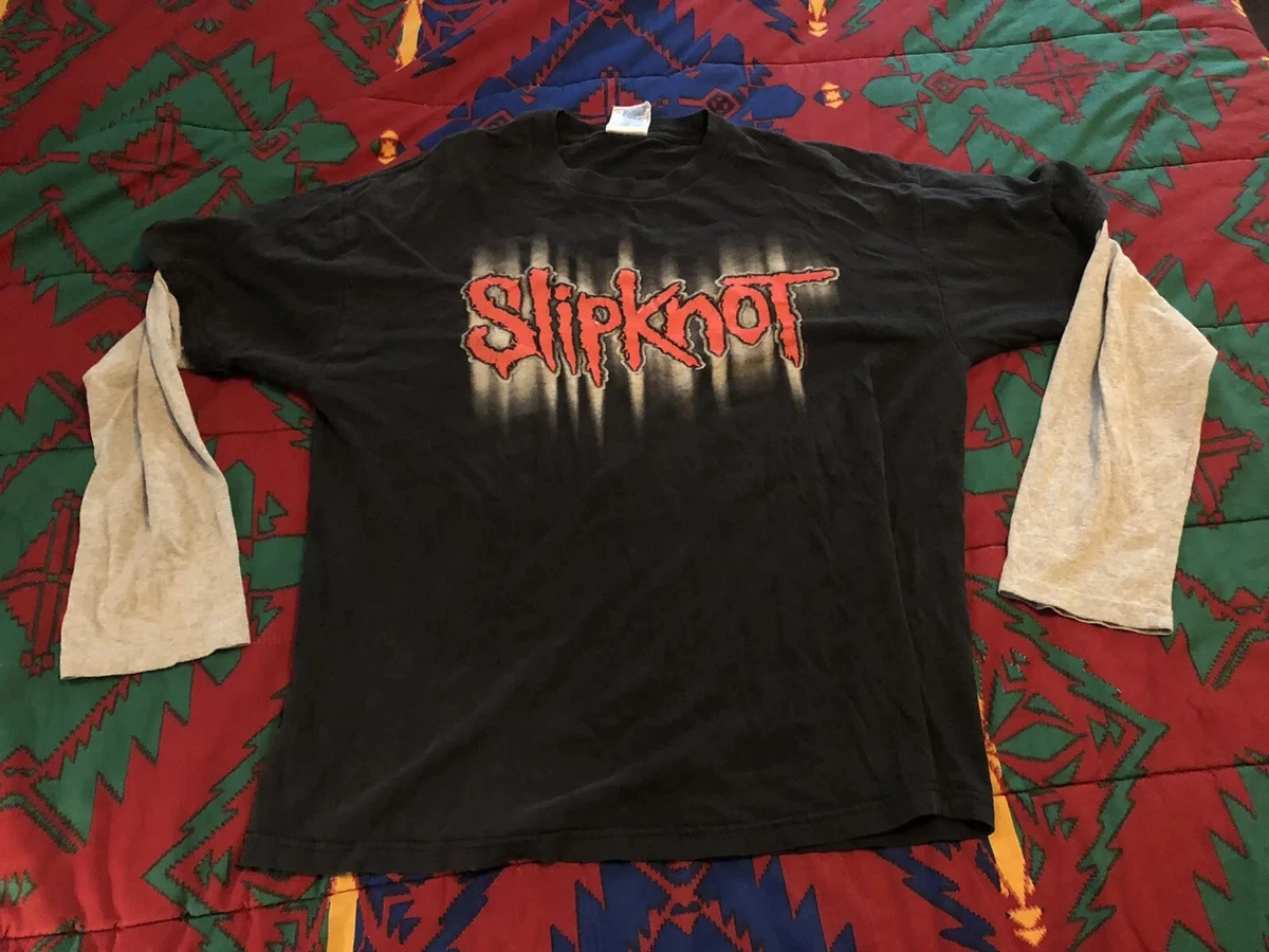 Vintage 2001 SLIPKNOT Double Sided Shirt Long Sleeve Black Metal Band Tour XL