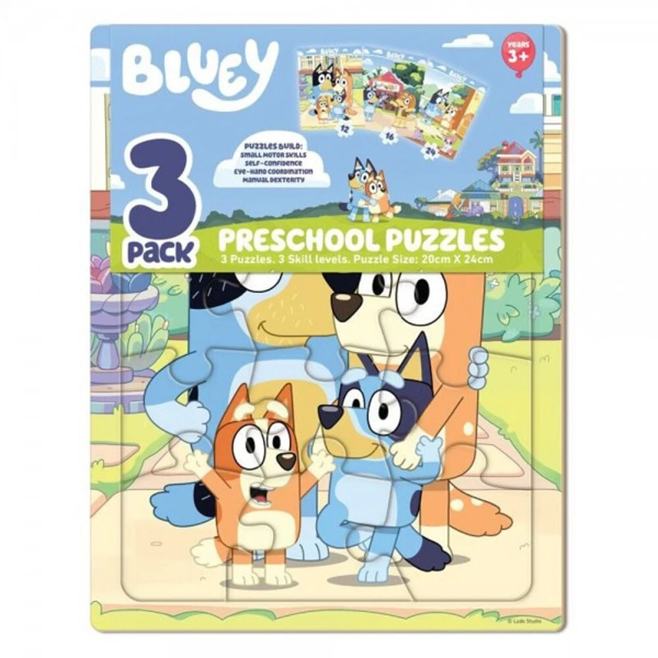 Bluey Preschool Puzzles 3 Pack NEW