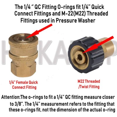 Pressure Washer O-Rings Seal Kits for 1/4'' & 3/8'' Quick gasket Coupler repair