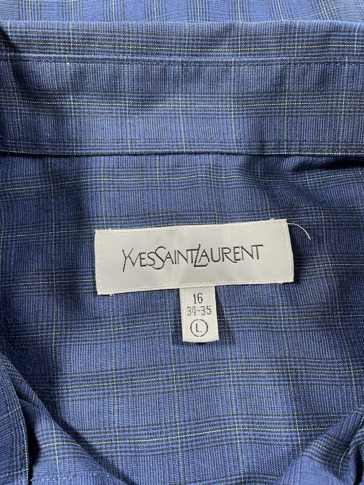 Camicia anteriore con bottoni Ysl Yves Saint Laurent taglia L 16 34 35 a quadri tasca