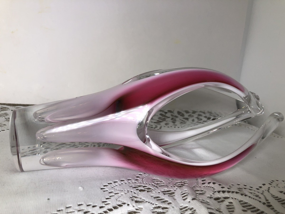 Flygsfors “Coquille” Signed Scandinavian Art Glass Vase 10” By