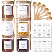 6 Pack Glass Jars With Bamboo Lid And Spoons 17oz/27oz Borosilicate Glass Jars W